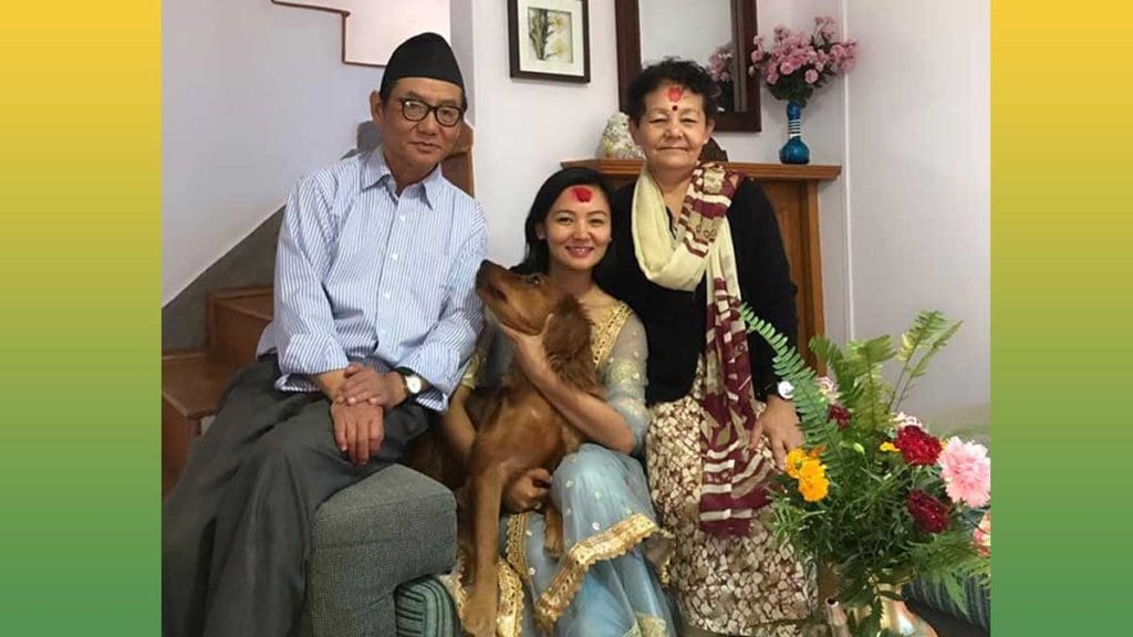 Samriddhi Rai with her mother and father