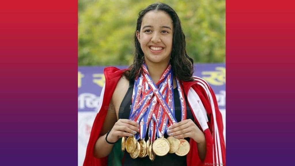 Gaurika Singh with gold medals
