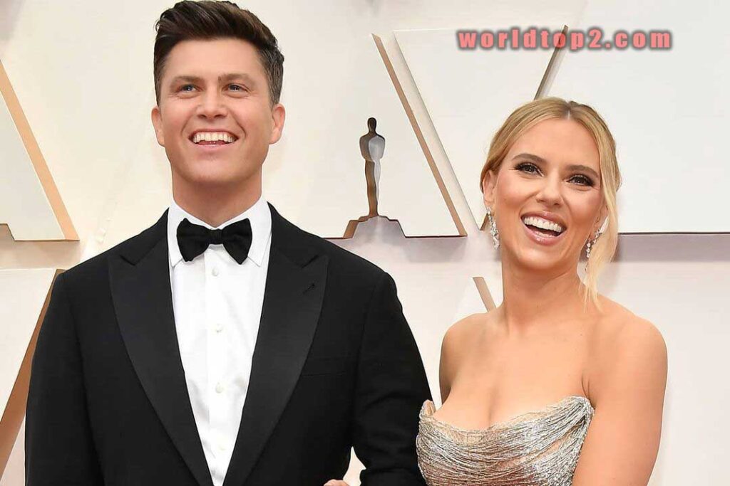 Scarlett Johansson with her husband Colin Jost