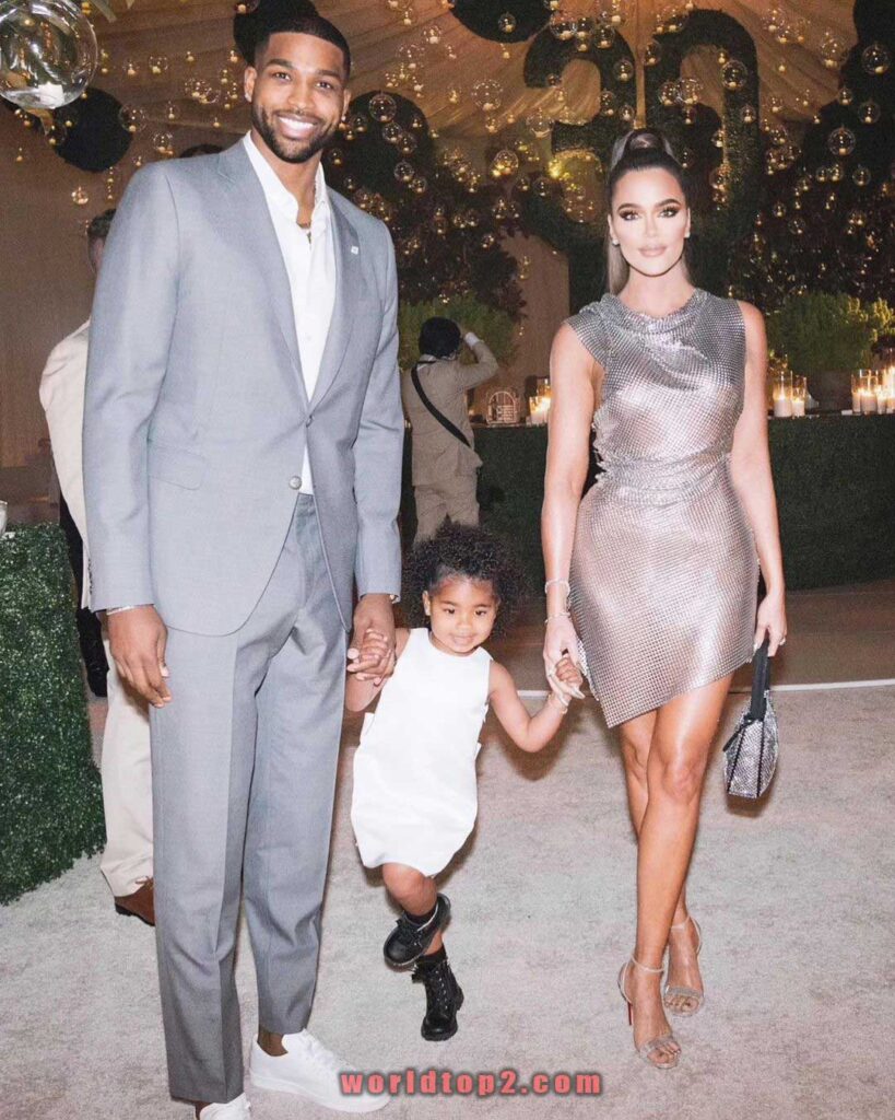 Khloe Kardashian with her husband Tristan Thompson and daughter True Thompson