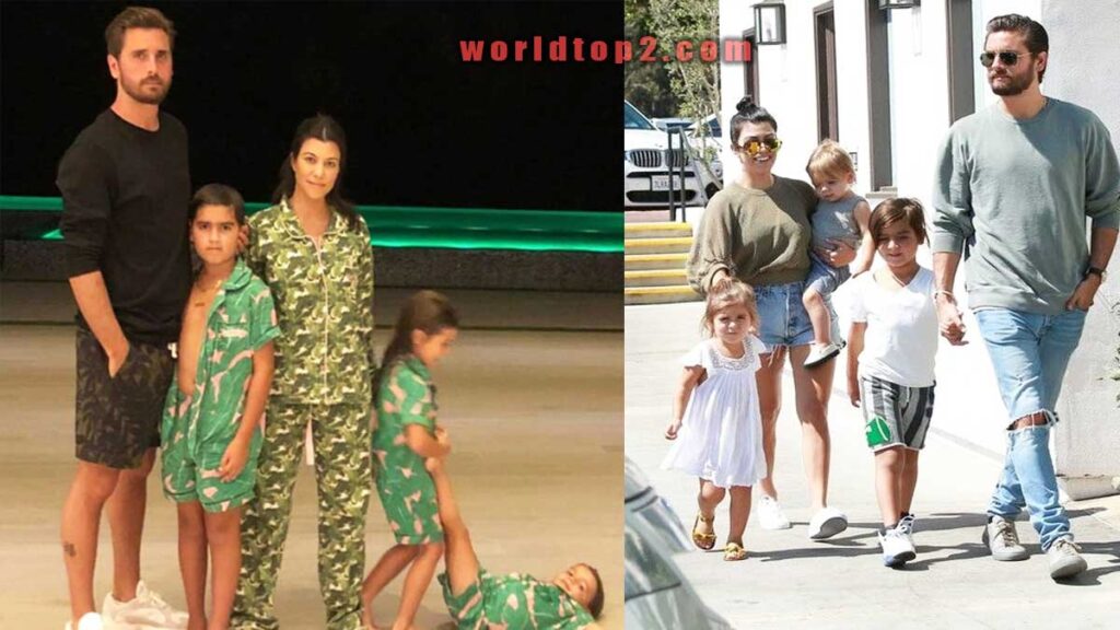 Kourtney Kardashian with her husband and three kids