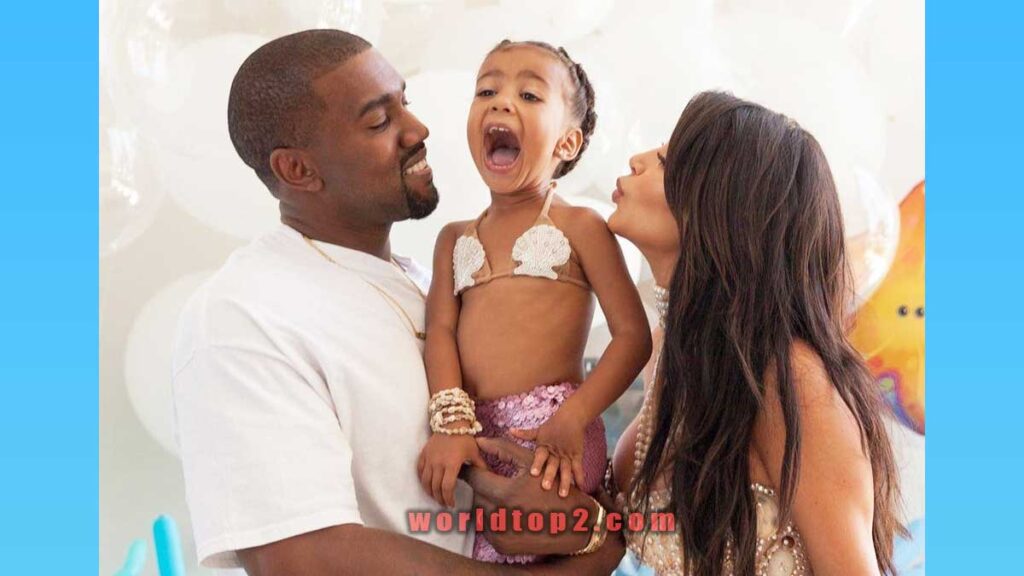 North West with her father and mother