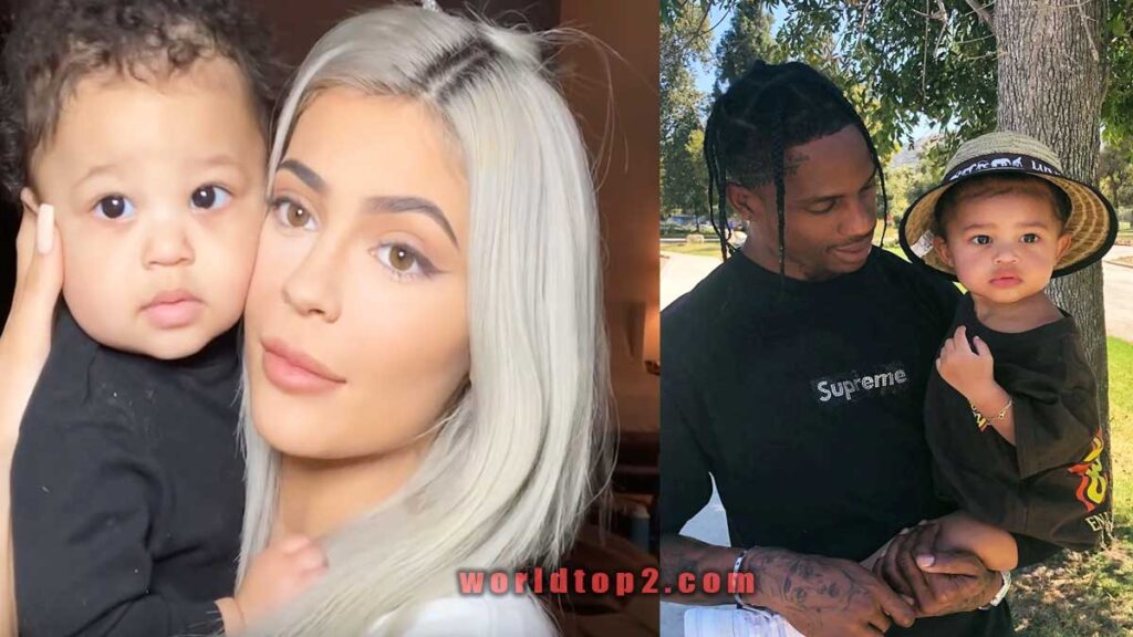 Stormi Webster with her mother and father