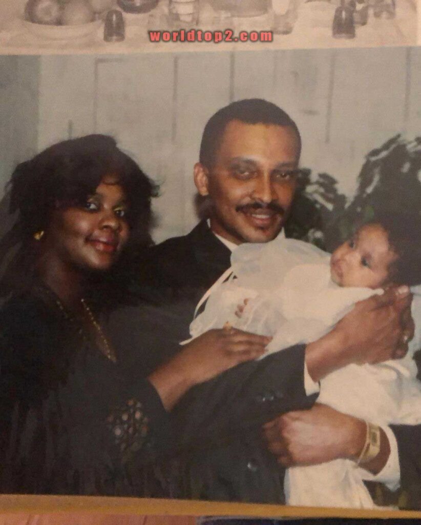 Winnie Harlow with her father and mother when she was child