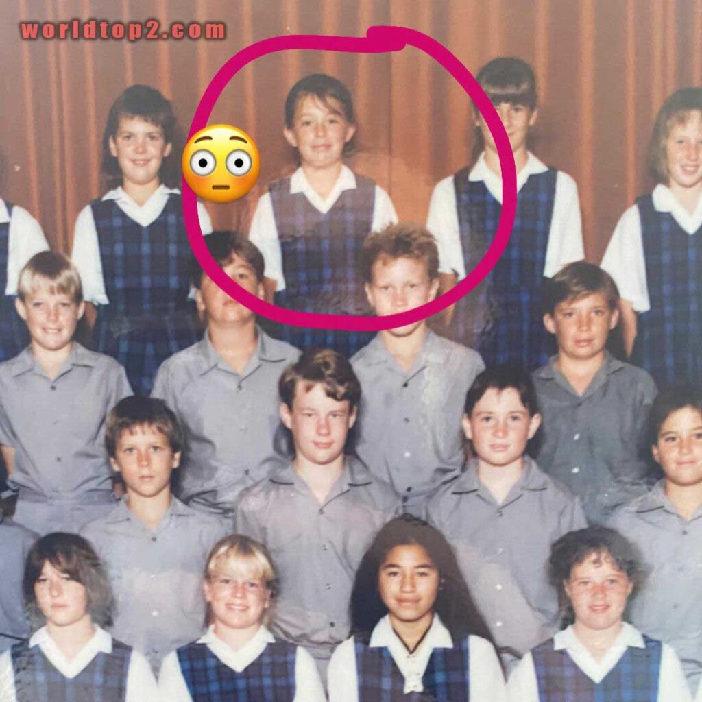 Jacinda Ardern childhood photo in school