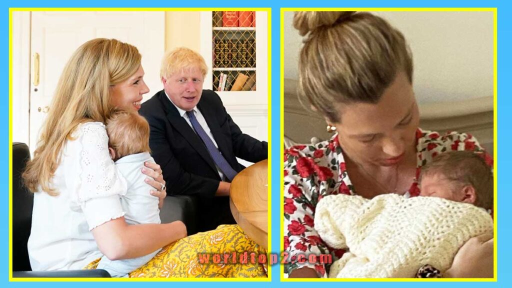 Carrie Symonds with her husband and son