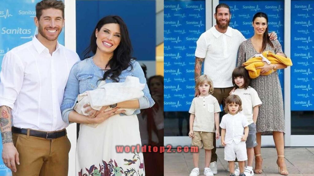 Pilar Rubio Fernández with her husband and four kids