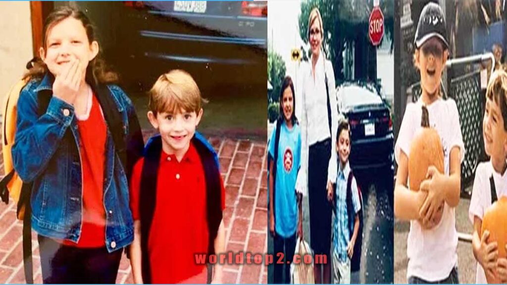 Chandler Belfort childhood photo with her brother and mother