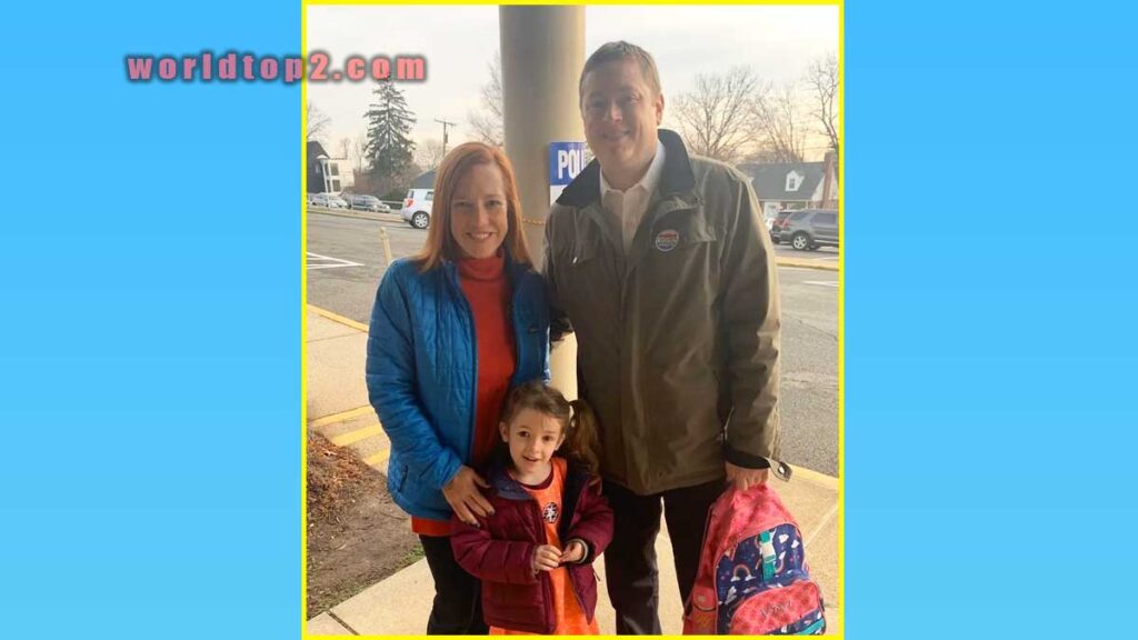 Jen Psaki with her husband and daughter