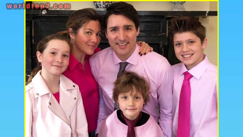 Ella Grace Margaret Trudeau with her parents and brothers