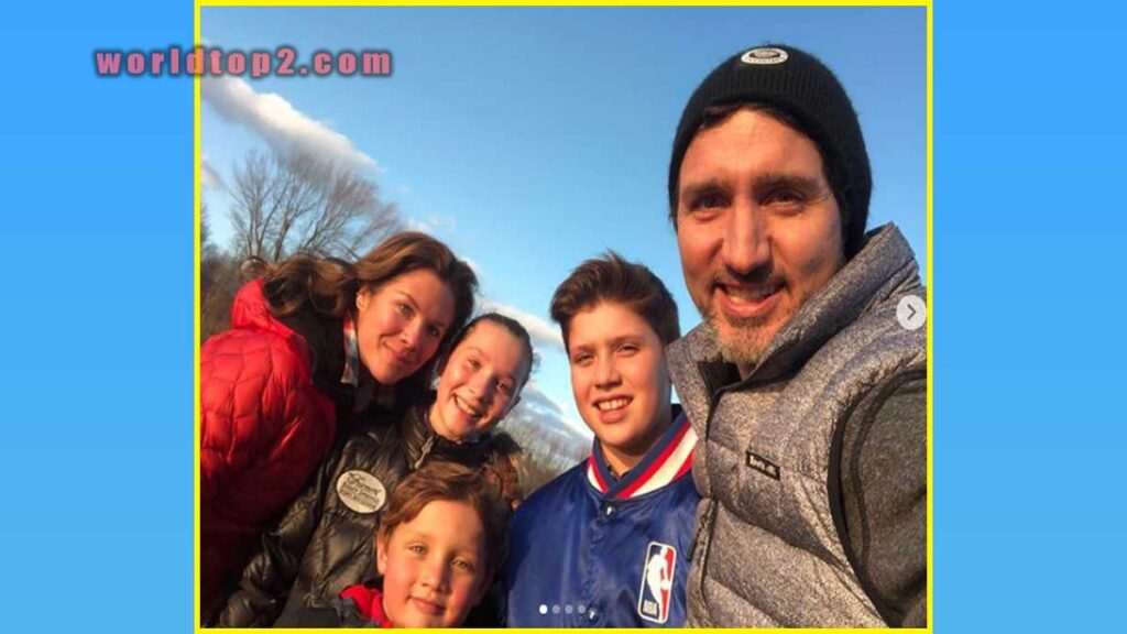 Hadrien Trudeau with his parents sister and brother
