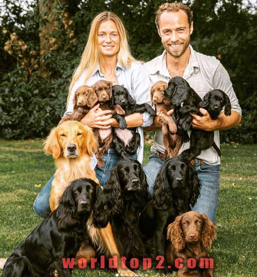 James Middleton with his wife and dogs
