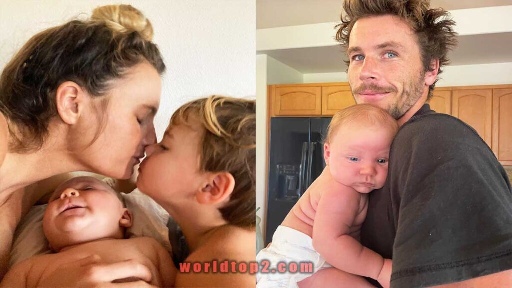 Alana Blanchar with her husband and sons