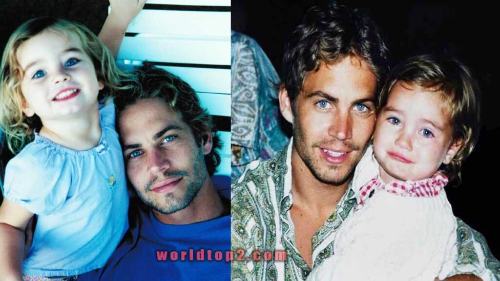 Meadow Walker with her father during childhood