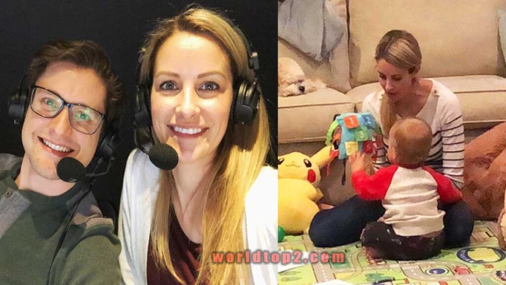 Tanith Belbin White with her husband and son