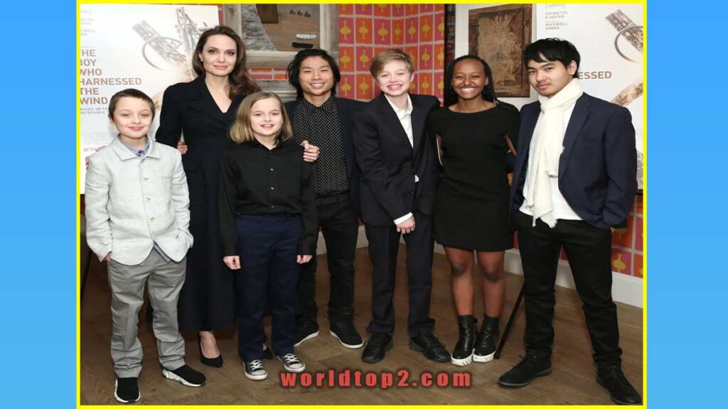 Angelina Jolie with all children