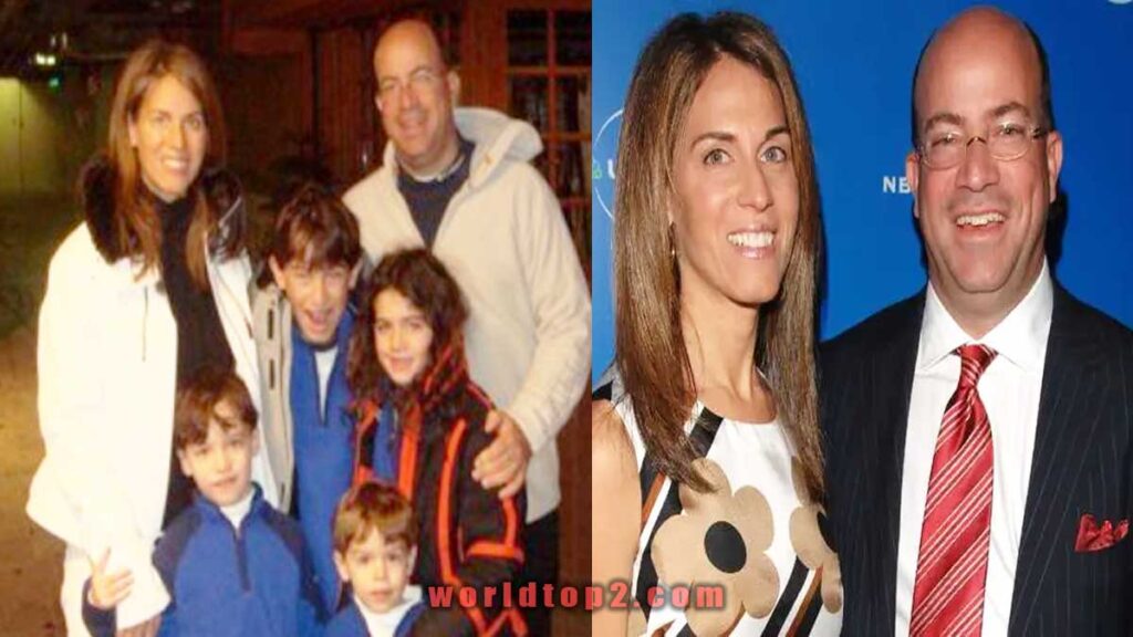 Jeff Zucker with his wife and children
