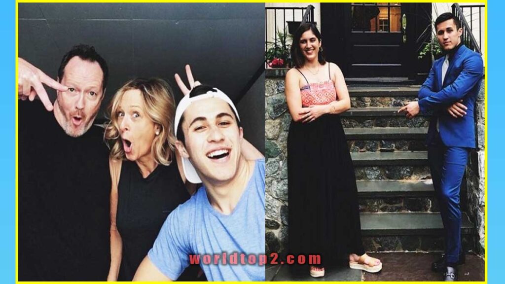 Chris Olsen with his father mother and sister