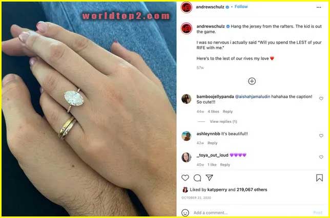 Emma Turner and Andrew Schultz engagement post