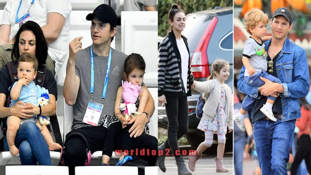 Mila Kunis with her husband and children