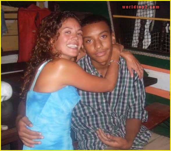 larry wheels with his mother when he was young