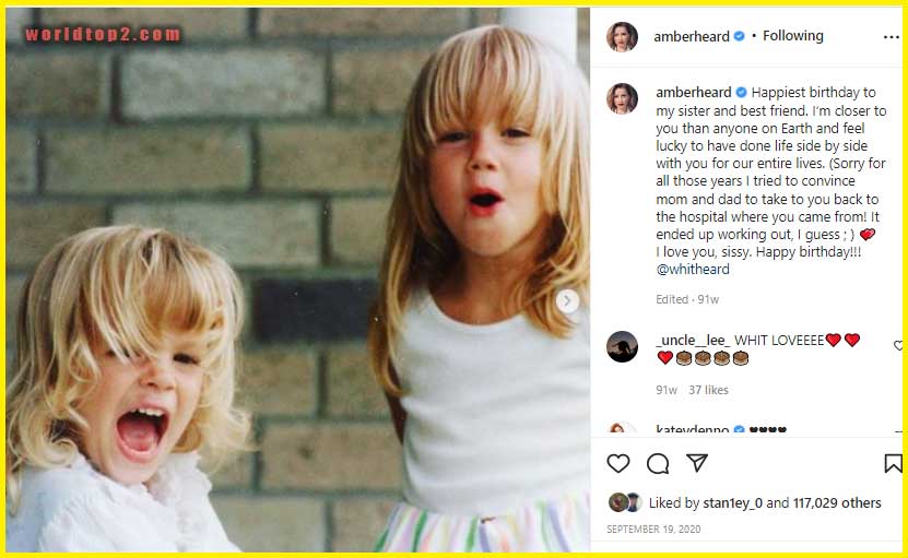 Amber Heard childhood photo with her sister