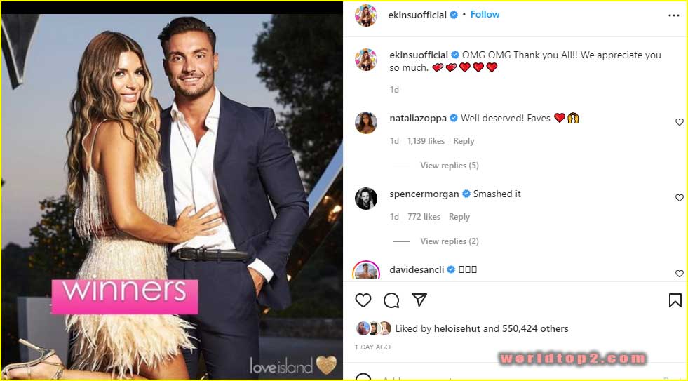 Davide Sanclimenti and Ekin Su Love Island 2022