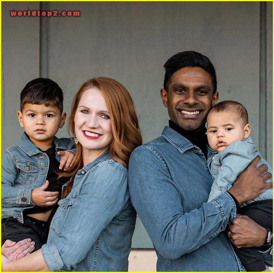 Logesh Kumaar with his wife and sons