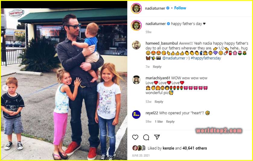 Nadia Turner childhood photo with her father and siblings