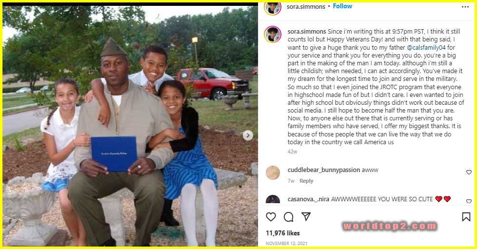 Sora Simmons with his father and sisters