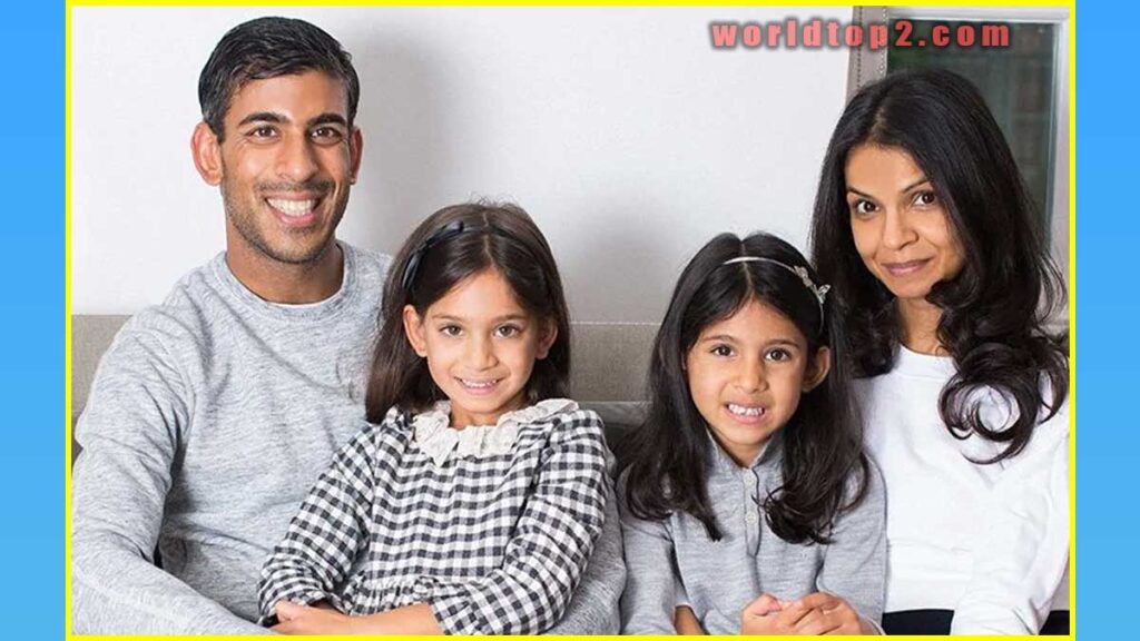 Rishi Sunak with his wife and daughters