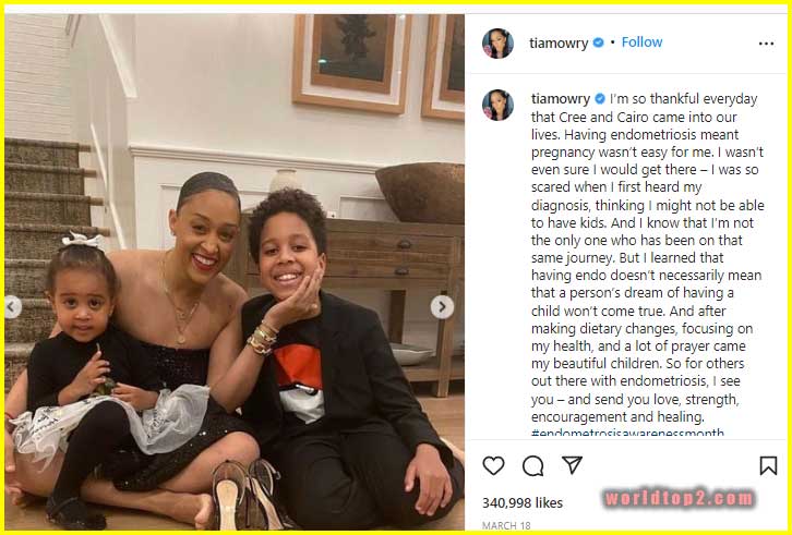 Tia Mowry with her son and daughter