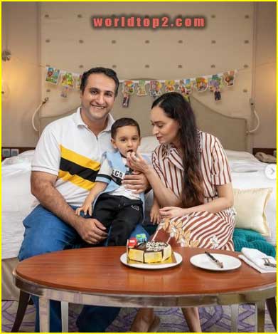Shifa Merchant with her husband and son