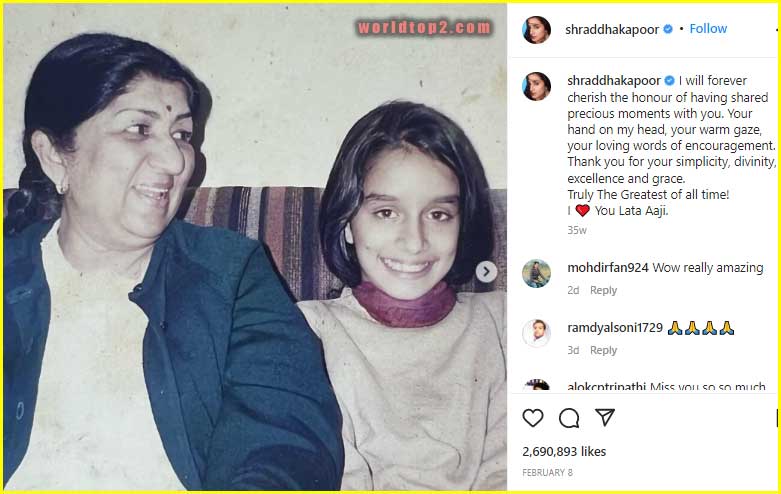 shraddha kapoor with lata mangeshkar