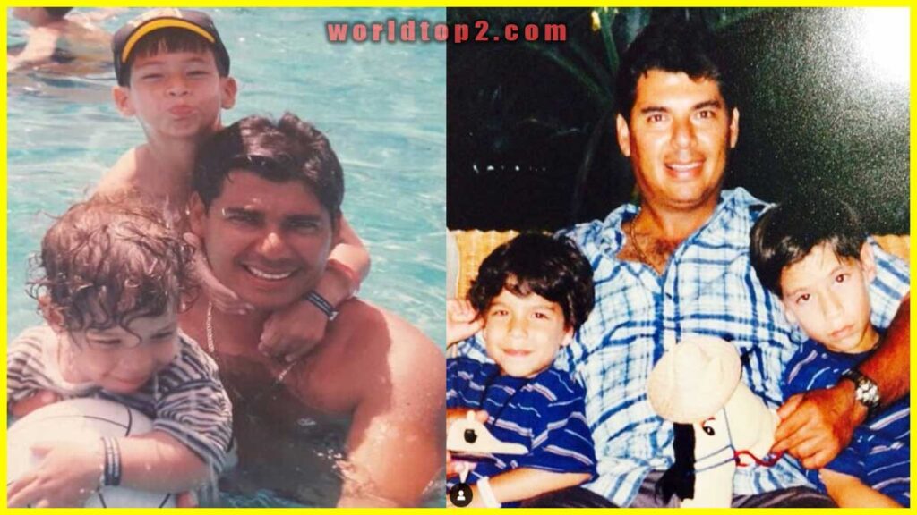 Diego Laínez childhood photo with his father and brother
