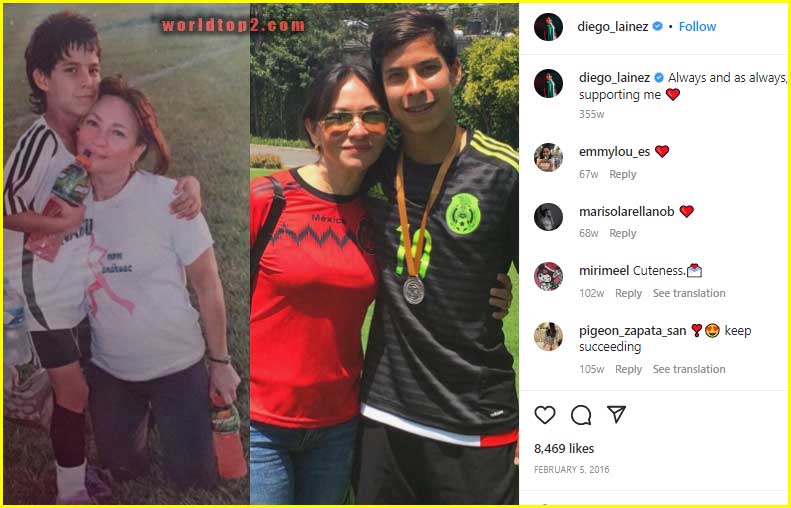 Diego Laínez with his mother
