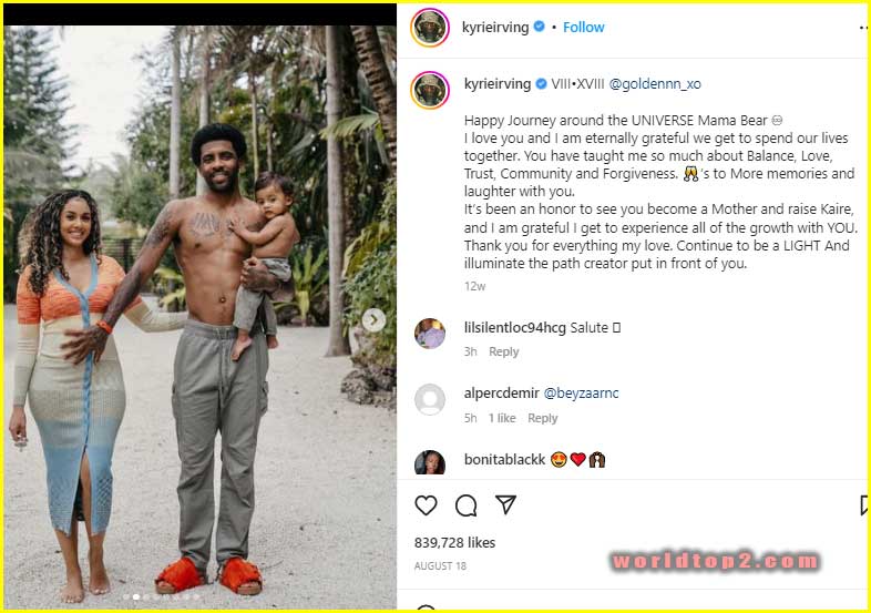 Kyrie Irving with his wife and children