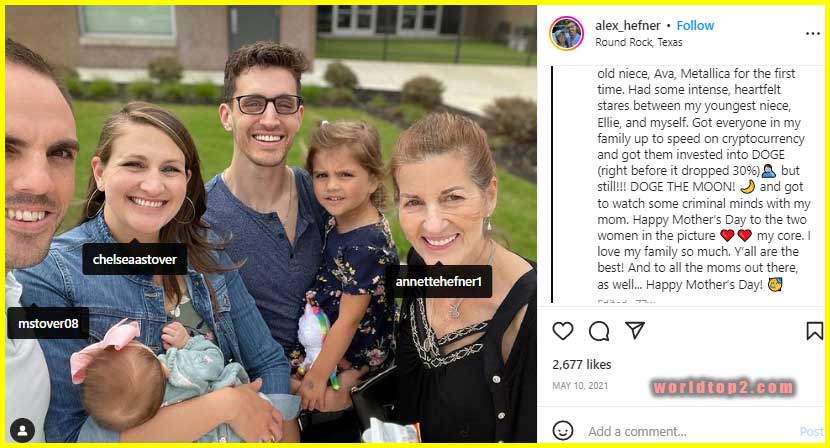 alex hefner with his sister mother and nieces