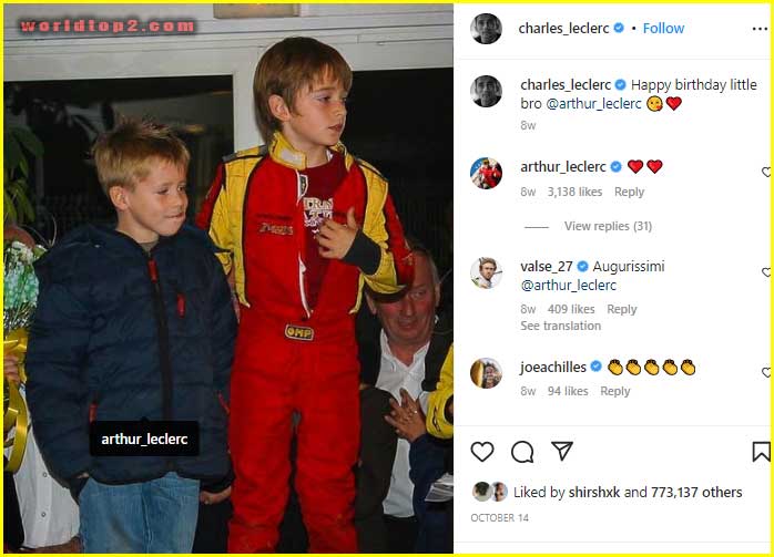 Charles Leclerc childhood photo with his brother