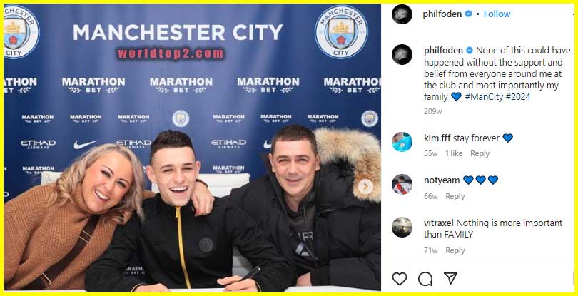 Phil Foden with his parents