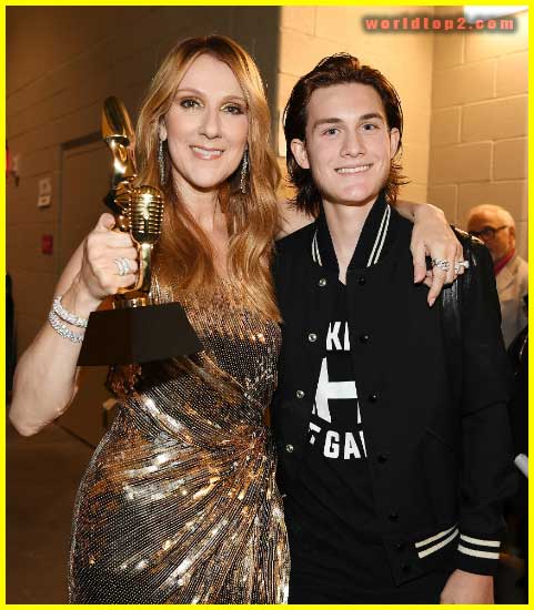 René Charles Angélil with his mother