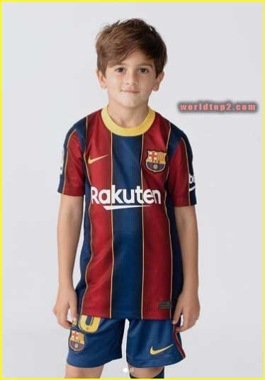 Thiago Messi Roccuzzo in football jersey
