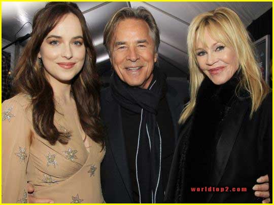 Dakota Johnson with her parents