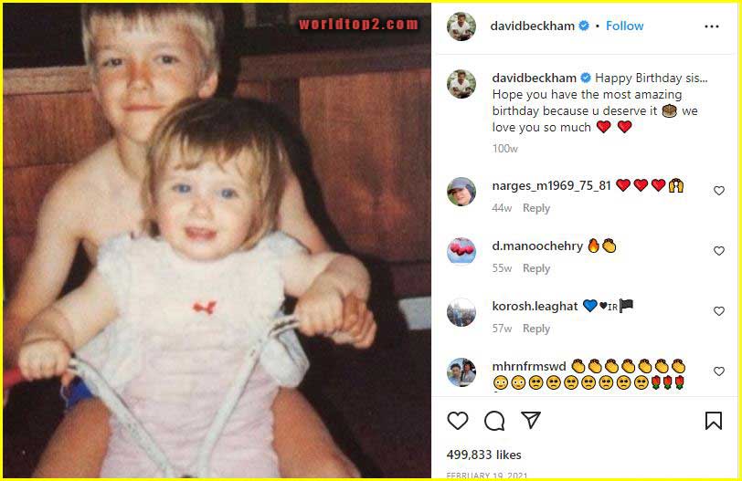 David Beckham childhood photo with his sister