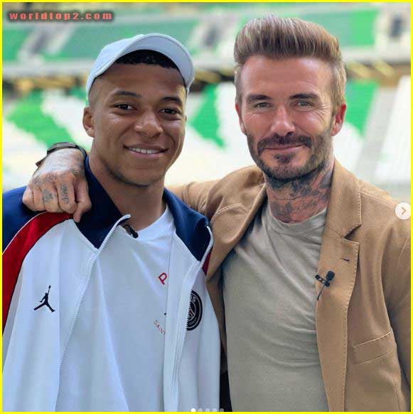 David Beckham with Kylian Mbappe