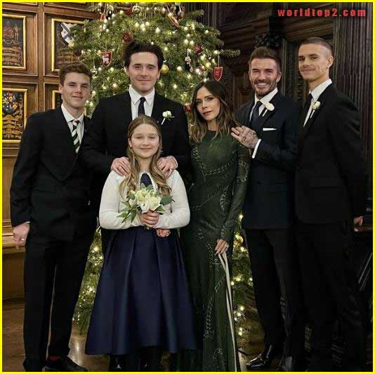 David Beckham with his wife and children