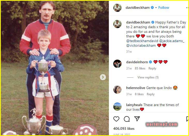 David Beckham young age photo with his father