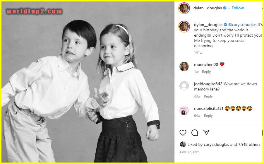 Dylan Michael Douglas childhood photo with his sister