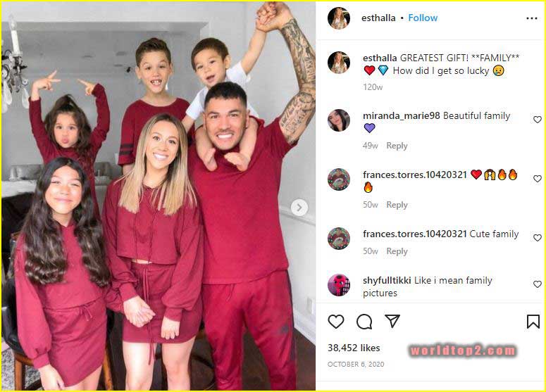 Esthalla Ortiz with her husband and children