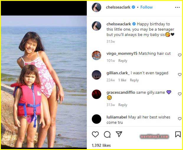 Chelsea Clark childhood photo with her sister